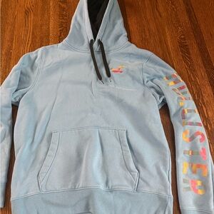 Hollister Light Blue Hoodie with Black Accents